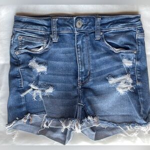 American Eagle Blue Jean Shorts Distressed Style